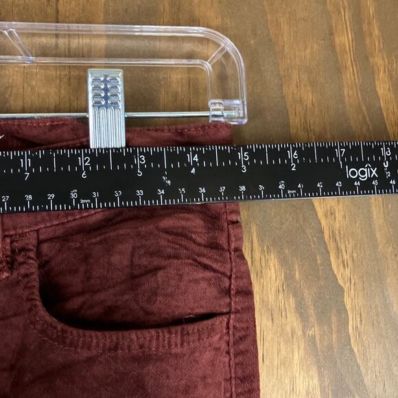 LOFT Womens Pants Maroon Velvet High Rise Slim Straight Stretch 6/28 - Picture 7 of 12